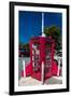 Book drop in Red Phone Booth with Rocket on it, Virginia-null-Framed Photographic Print