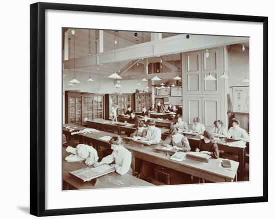 Book Illustration Class, Camberwell School of Arts and Crafts, Southwark, London, 1907-null-Framed Photographic Print