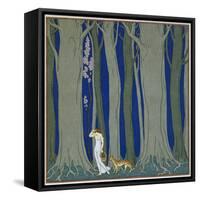 Book Illustration of a Woman and a Leopard in the Forest by Georges Barbier-Stapleton Collection-Framed Stretched Canvas