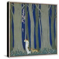 Book Illustration of a Woman and a Leopard in the Forest by Georges Barbier-Stapleton Collection-Stretched Canvas