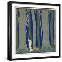 Book Illustration of a Woman and a Leopard in the Forest by Georges Barbier-Stapleton Collection-Framed Giclee Print