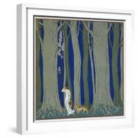 Book Illustration of a Woman and a Leopard in the Forest by Georges Barbier-Stapleton Collection-Framed Giclee Print