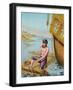 Book Illustration of Robinson Crusoe Tying Together a Raft-null-Framed Giclee Print
