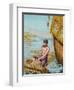 Book Illustration of Robinson Crusoe Tying Together a Raft-null-Framed Giclee Print