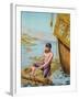 Book Illustration of Robinson Crusoe Tying Together a Raft-null-Framed Giclee Print