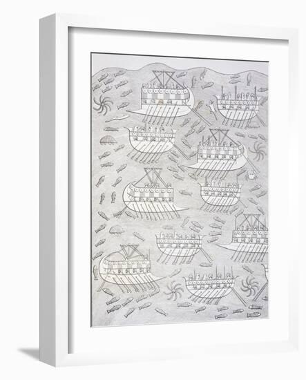 Book Illustration Showing Assyrian Enemies on Ships-null-Framed Giclee Print