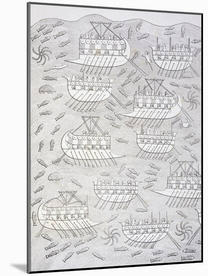 Book Illustration Showing Assyrian Enemies on Ships-null-Mounted Giclee Print