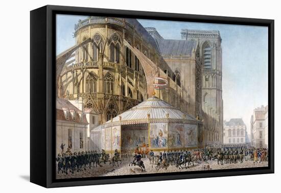 Book of the Coronation by Percier and Fontaine: The Emperor Arriving at Notre-Dame-Percier and Fontaine-Framed Stretched Canvas