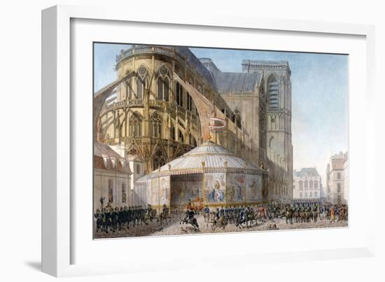 Book of the Coronation by Percier and Fontaine: The Emperor Arriving at Notre-Dame-Percier and Fontaine-Framed Giclee Print