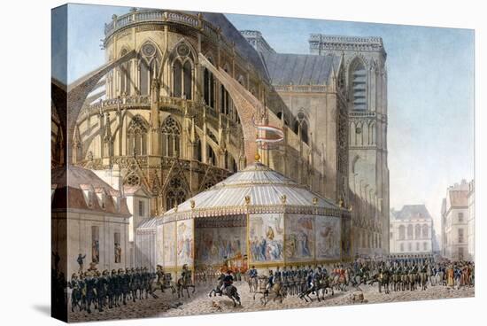 Book of the Coronation by Percier and Fontaine: The Emperor Arriving at Notre-Dame-Percier and Fontaine-Stretched Canvas