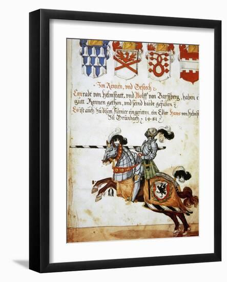 Book of the Tournament. Knight on Horseback and Armed with Spears. Italy.-Tarker-Framed Giclee Print