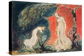 Book of Thel; the Lily Bowing before Thel, before Going Off 'to Mind Her Numerous Charge Among…-William Blake-Stretched Canvas