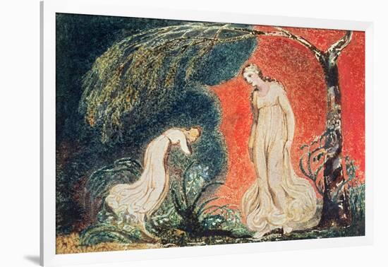 Book of Thel; the Lily Bowing before Thel, before Going Off 'to Mind Her Numerous Charge Among…-William Blake-Framed Giclee Print