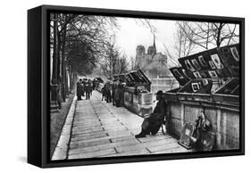 Book Stalls Along the Quays, Paris, 1931-Ernest Flammarion-Framed Stretched Canvas