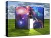 Book With Science Fiction Scene And Open Doorway Of Light-rolffimages-Stretched Canvas