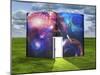 Book With Science Fiction Scene And Open Doorway Of Light-rolffimages-Mounted Art Print