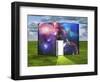 Book With Science Fiction Scene And Open Doorway Of Light-rolffimages-Framed Art Print