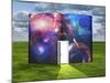 Book With Science Fiction Scene And Open Doorway Of Light-rolffimages-Mounted Art Print