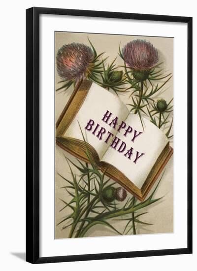 Book with Thistles-null-Framed Art Print