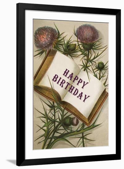 Book with Thistles-null-Framed Art Print