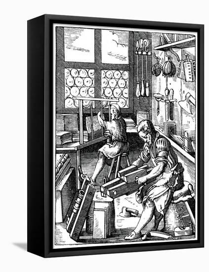Bookbinders, 16th Century-Jost Amman-Framed Stretched Canvas