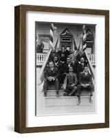 Booker T. Washington, Second Row, Center, with His Associates at Tuskegee Institute, 1915-null-Framed Art Print