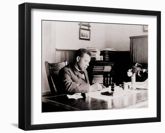 Booker T. Washington, Writing at His Desk-null-Framed Photo