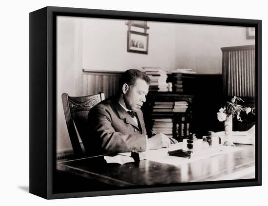 Booker T. Washington, Writing at His Desk-null-Framed Stretched Canvas