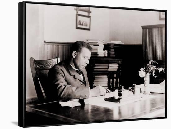 Booker T. Washington, Writing at His Desk-null-Framed Stretched Canvas