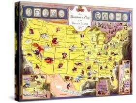 Booklover's Map Of The United States-Amy Jones-Stretched Canvas