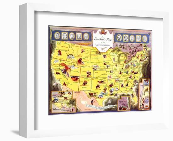 Booklover's Map Of The United States-Amy Jones-Framed Art Print