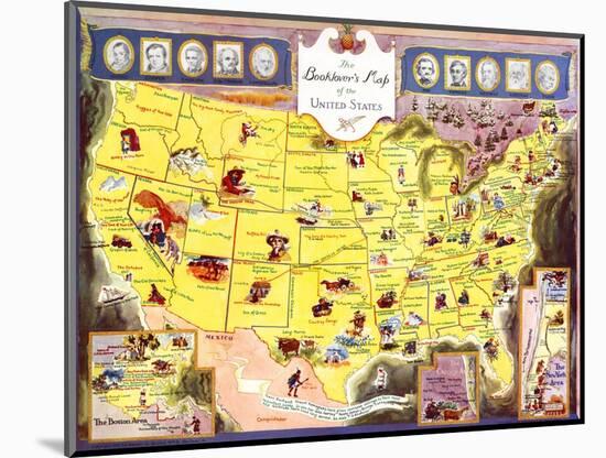 Booklover's Map Of The United States-Amy Jones-Mounted Art Print