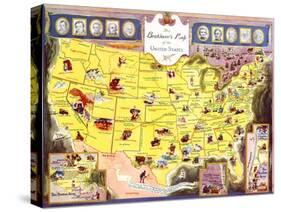 Booklover's Map Of The United States-Amy Jones-Stretched Canvas