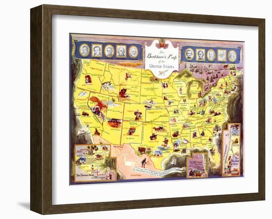 Booklover's Map Of The United States-Amy Jones-Framed Art Print