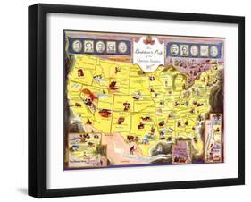 Booklover's Map Of The United States-Amy Jones-Framed Art Print