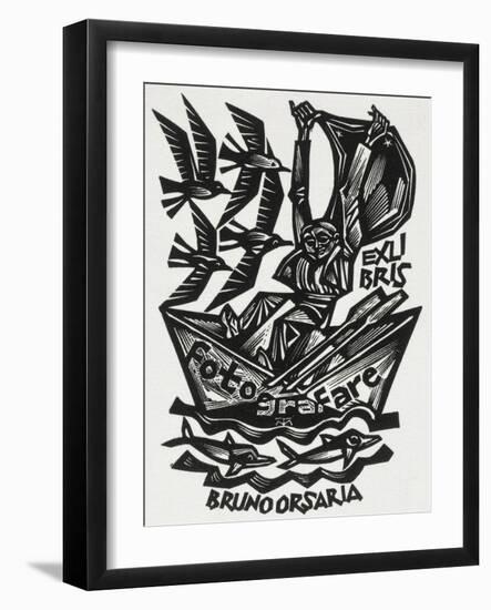 Bookplate Depicting a Boat-null-Framed Giclee Print