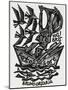 Bookplate Depicting a Boat-null-Mounted Giclee Print