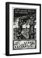 Bookplate Depicting a Row Boat-null-Framed Premium Giclee Print