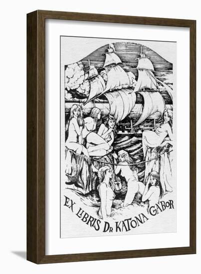 Bookplate Depicting a Sailing Boat-null-Framed Giclee Print