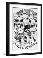 Bookplate Depicting a Sailing Boat-null-Framed Premium Giclee Print