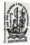 Bookplate Depicting a Sailing Boat-null-Stretched Canvas