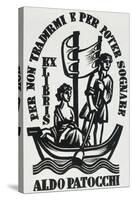 Bookplate Depicting a Sailing Boat-null-Stretched Canvas