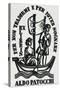 Bookplate Depicting a Sailing Boat-null-Stretched Canvas