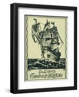 Bookplate Depicting a Sailing Boat-null-Framed Premium Giclee Print