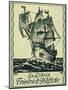 Bookplate Depicting a Sailing Boat-null-Mounted Premium Giclee Print