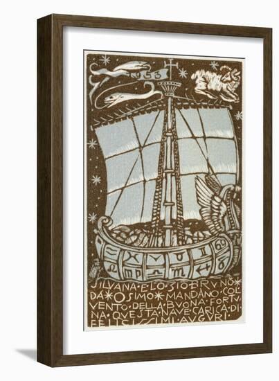 Bookplate Depicting a Sailing Boat-null-Framed Giclee Print