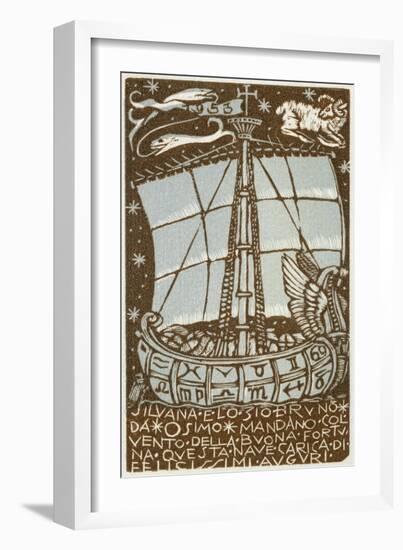 Bookplate Depicting a Sailing Boat-null-Framed Giclee Print