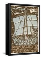 Bookplate Depicting a Sailing Boat-null-Framed Stretched Canvas