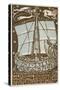 Bookplate Depicting a Sailing Boat-null-Stretched Canvas