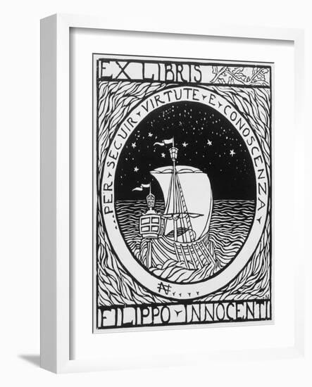 Bookplate Depicting a Sailing Boat-null-Framed Giclee Print